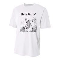 He Is Rizzin Funny Basketball Retro Christian Religious Youth Performance Sprint T-Shirt