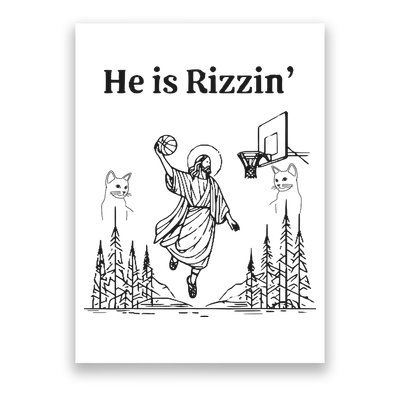 He Is Rizzin Funny Basketball Retro Christian Religious Poster