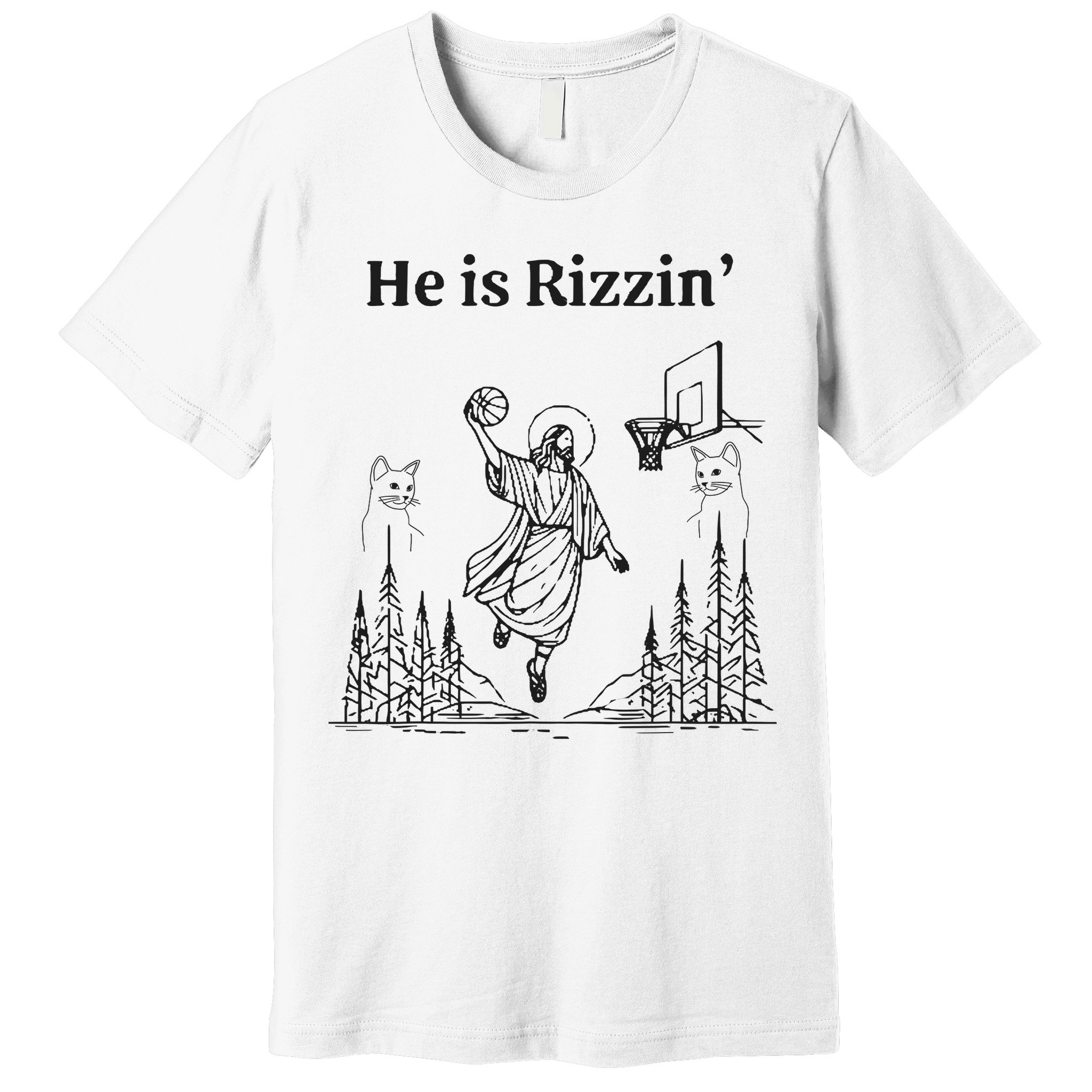He Is Rizzin Funny Basketball Retro Christian Religious Premium T-Shirt