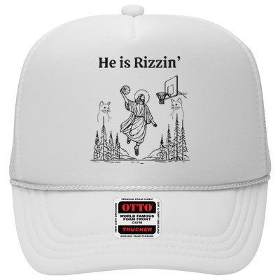 He Is Rizzin Funny Basketball Retro Christian Religious Trucker Hat