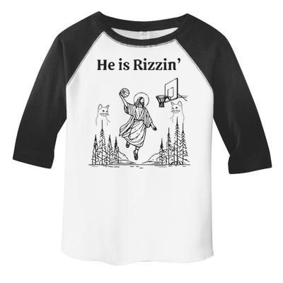 He Is Rizzin Funny Basketball Retro Christian Religious Toddler Fine Jersey T-Shirt