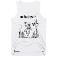 He Is Rizzin Funny Basketball Retro Christian Religious Tank Top