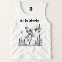 He Is Rizzin Funny Basketball Retro Christian Religious Tank Top