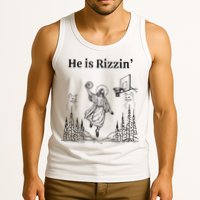 He Is Rizzin Funny Basketball Retro Christian Religious Tank Top