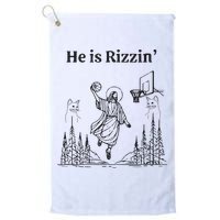 He Is Rizzin Funny Basketball Retro Christian Religious Golf Towel