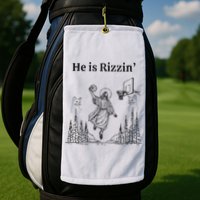 He Is Rizzin Funny Basketball Retro Christian Religious Golf Towel