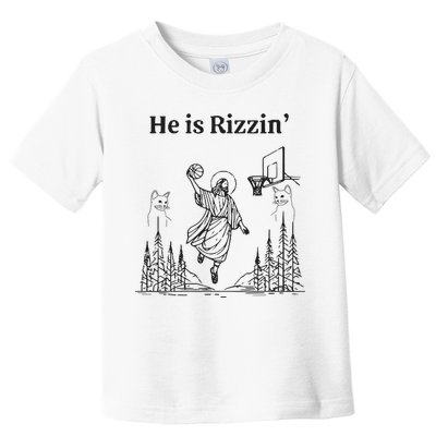 He Is Rizzin Funny Basketball Retro Christian Religious Toddler T-Shirt