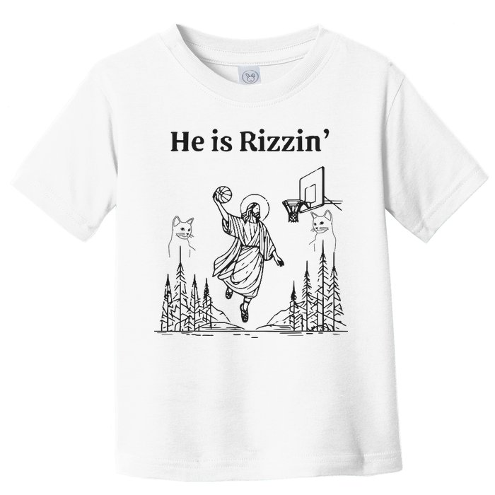 He Is Rizzin Funny Basketball Retro Christian Religious Toddler T-Shirt