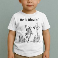 He Is Rizzin Funny Basketball Retro Christian Religious Toddler T-Shirt
