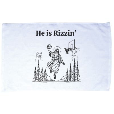 He Is Rizzin Funny Basketball Retro Christian Religious Microfiber Hand Towel