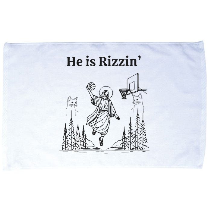 He Is Rizzin Funny Basketball Retro Christian Religious Microfiber Hand Towel