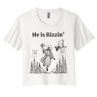 He Is Rizzin Funny Basketball Retro Christian Religious Crop Top