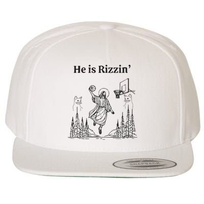 He Is Rizzin Funny Basketball Retro Christian Religious Wool Snapback Cap