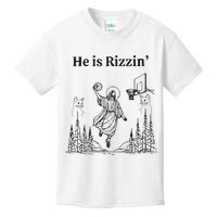 He Is Rizzin Funny Basketball Retro Christian Religious Kids T-Shirt