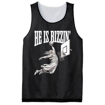 He Is Rizzin Basketball Jesus Dunk Memes Humor Mesh Reversible Basketball Jersey Tank