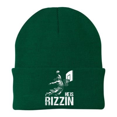 He Is Rizzin Funny Jesus Playing Basketball Meme Knit Cap Winter Beanie