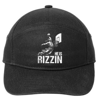 He Is Rizzin Funny Jesus Playing Basketball Meme 7-Panel Snapback Hat