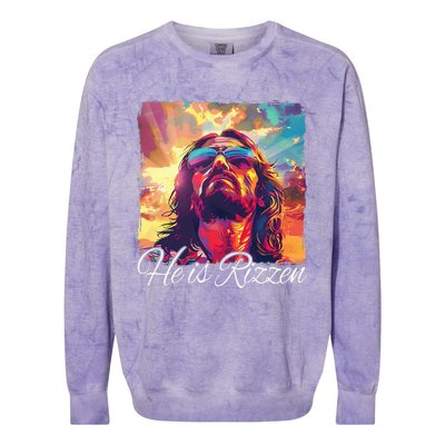 He Is Rizzen Jesus Colorblast Crewneck Sweatshirt