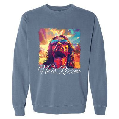 He Is Rizzen Jesus Garment-Dyed Sweatshirt