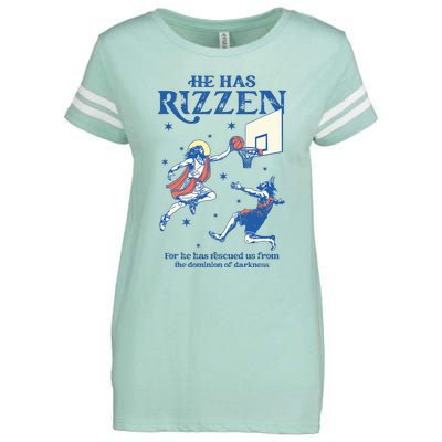 He Is Rizzin Funny Easter Day Jesus Playing Basketball Enza Ladies Jersey Football T-Shirt