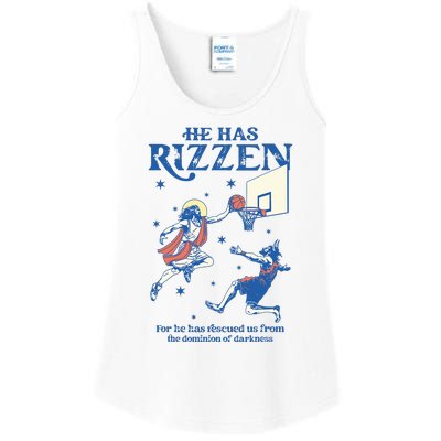 He Is Rizzin Funny Easter Day Jesus Playing Basketball Ladies Essential Tank