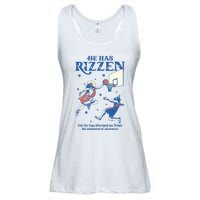 He Is Rizzin Funny Easter Day Jesus Playing Basketball Ladies Essential Flowy Tank