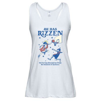 He Is Rizzin Funny Easter Day Jesus Playing Basketball Ladies Essential Flowy Tank