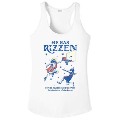 He Is Rizzin Funny Easter Day Jesus Playing Basketball Ladies PosiCharge Competitor Racerback Tank