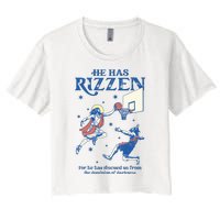 He Is Rizzin Funny Easter Day Jesus Playing Basketball Women's Crop Top Tee