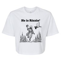 He Is Rizzin Funny Easter Humor Christian Bella+Canvas Jersey Crop Tee