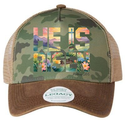 He Is Risen Christian Wildflower Happy Easter Women Legacy Tie Dye Trucker Hat