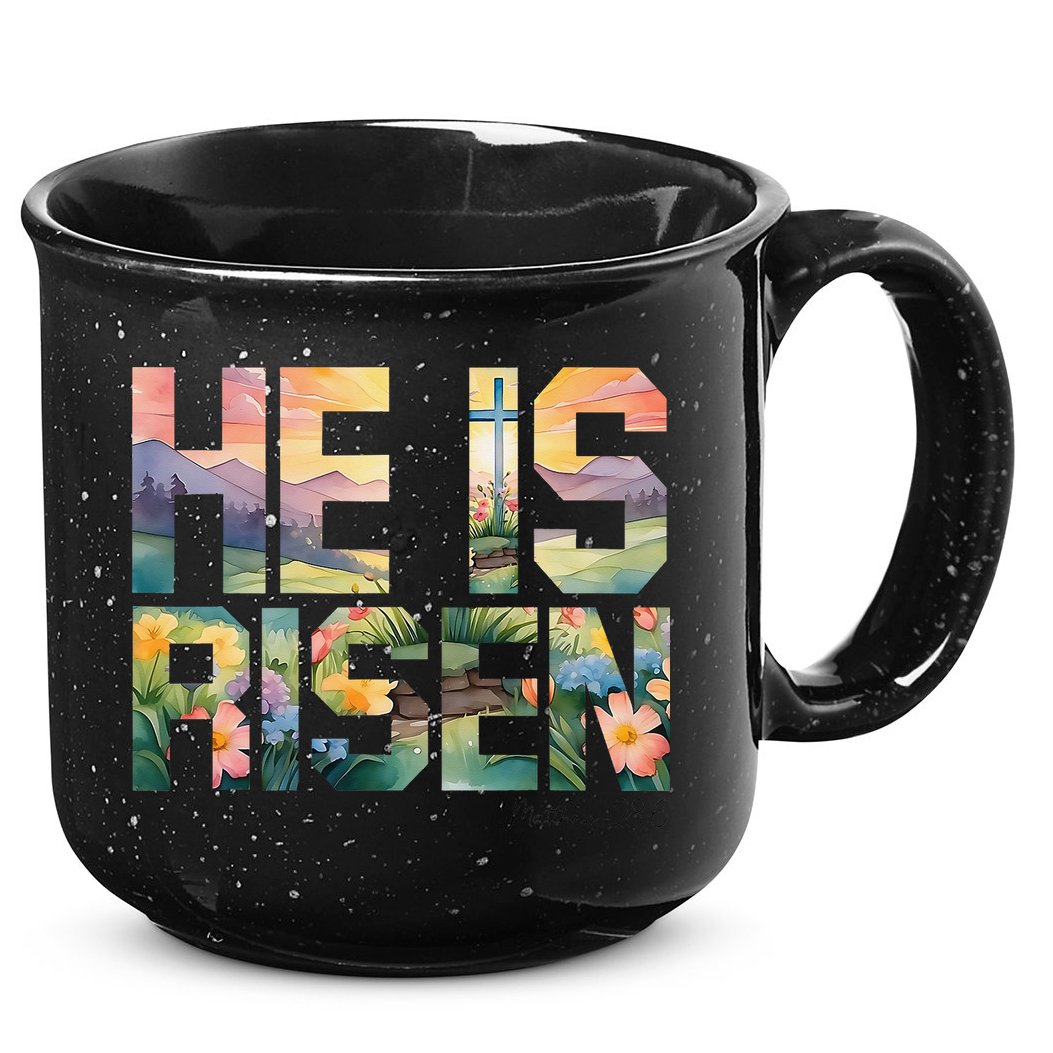 He Is Risen Christian Wildflower Happy Easter Women 15oz Campfire Ceramic Mug