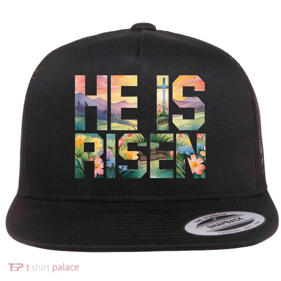 He Is Risen Christian Wildflower Happy Easter Women Flatbill Hat