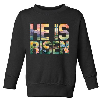 He Is Risen Christian Wildflower Happy Easter Women Toddler Sweatshirt