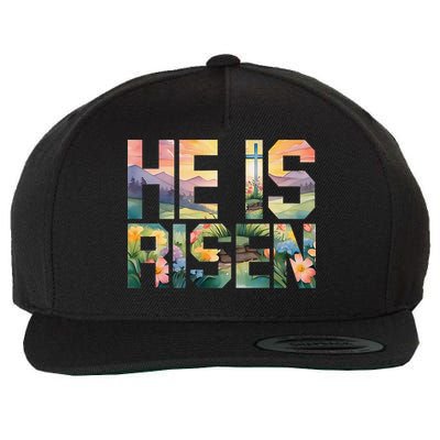 He Is Risen Christian Wildflower Happy Easter Women Wool Snapback Cap