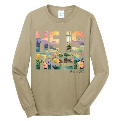 He Is Risen Christian Wildflower Happy Easter Women Tall Long Sleeve T-Shirt