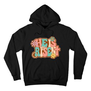 He Is Risen Bible Verse Floral Christian Cross Happy Easter Hoodie