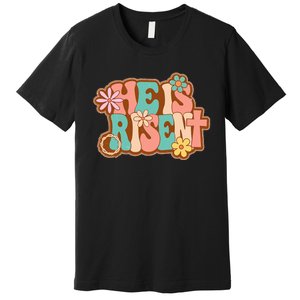 He Is Risen Bible Verse Floral Christian Cross Happy Easter Premium T-Shirt