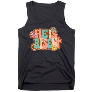 He Is Risen Bible Verse Floral Christian Cross Happy Easter Tank Top