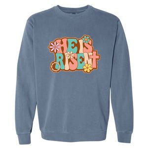 He Is Risen Bible Verse Floral Christian Cross Happy Easter Garment-Dyed Sweatshirt