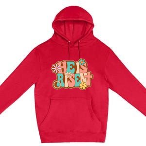 He Is Risen Bible Verse Floral Christian Cross Happy Easter Premium Pullover Hoodie