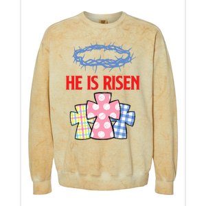 He Is Risen Jesus Christ Resurrection Happy Easter Day Colorblast Crewneck Sweatshirt