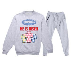 He Is Risen Jesus Christ Resurrection Happy Easter Day Premium Crewneck Sweatsuit Set