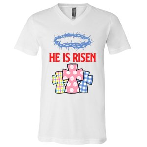 He Is Risen Jesus Christ Resurrection Happy Easter Day V-Neck T-Shirt