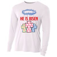 He Is Risen Jesus Christ Resurrection Happy Easter Day Cooling Performance Long Sleeve Crew