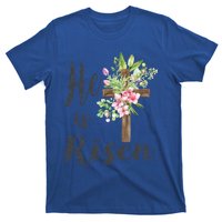 He Is Risen Floral Cross Vintage Happy Easter Day Gift T-Shirt