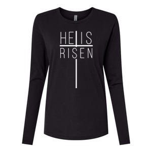 Hell Is Risen Cross Christianity Womens Cotton Relaxed Long Sleeve T-Shirt