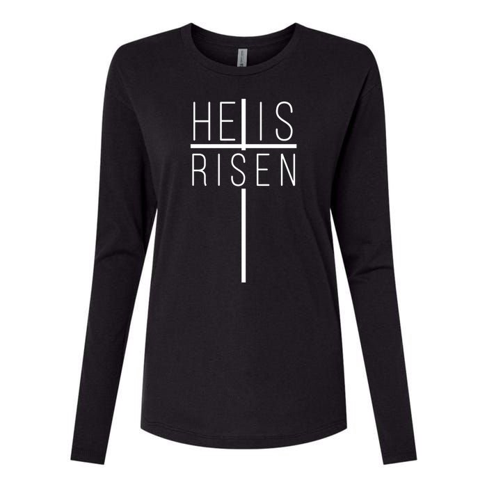 Hell Is Risen Cross Christianity Womens Cotton Relaxed Long Sleeve T-Shirt