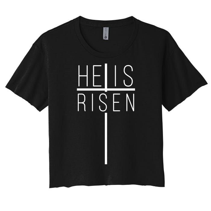 Hell Is Risen Cross Christianity Women's Crop Top Tee