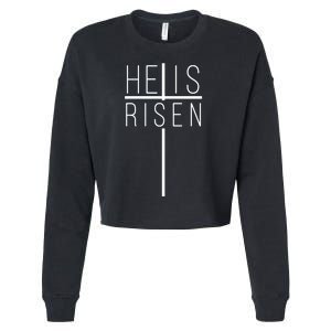 Hell Is Risen Cross Christianity Cropped Pullover Crew